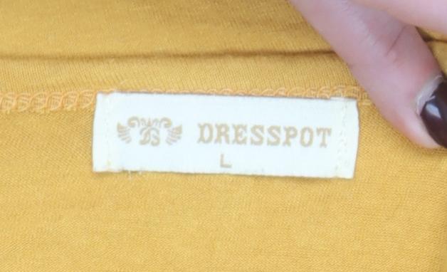 DRESSPOT Women's Yellow Beaded Bow T-Shirt Crew Neck L Short Sleeve Cotton
