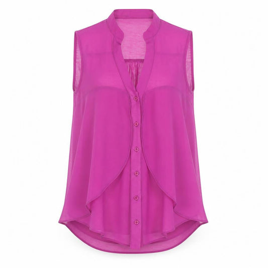 Savida Women's Purple Sleeveless Chiffon Blouse Size 10
