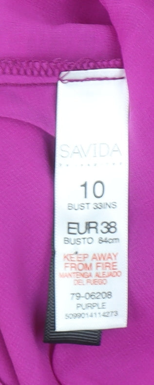 Savida Women's Purple Sleeveless Chiffon Blouse Size 10