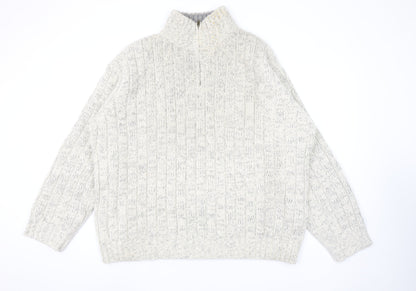 Marks and Spencer Men’s Beige 2XL Half Zip Wool Blend Jumper