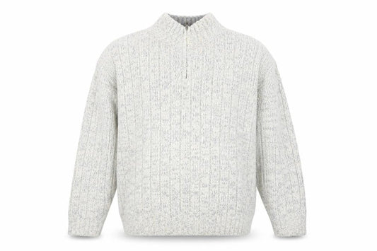 Marks and Spencer Men’s Beige 2XL Half Zip Wool Blend Jumper