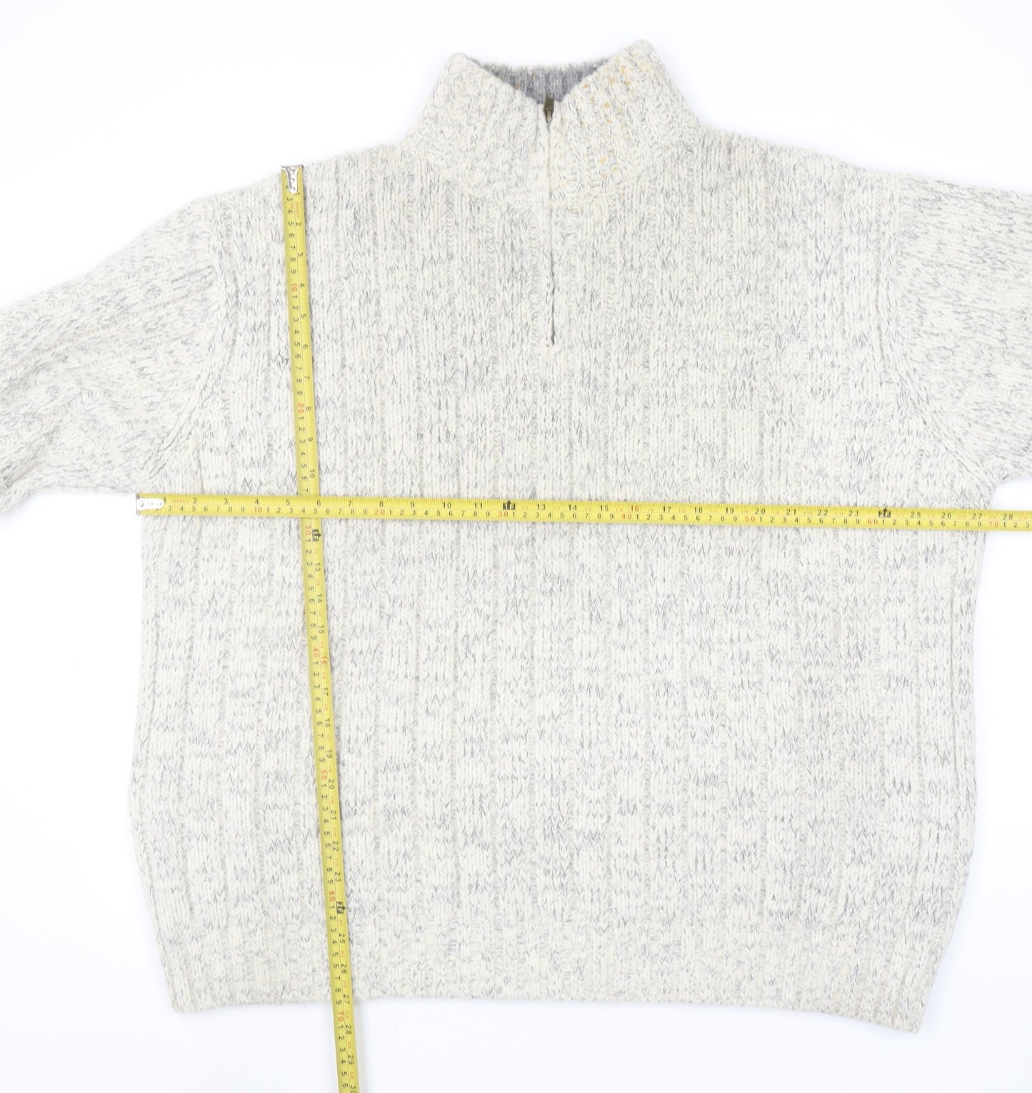 Marks and Spencer Men’s Beige 2XL Half Zip Wool Blend Jumper