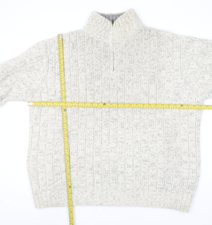 Marks and Spencer Men’s Beige 2XL Half Zip Wool Blend Jumper