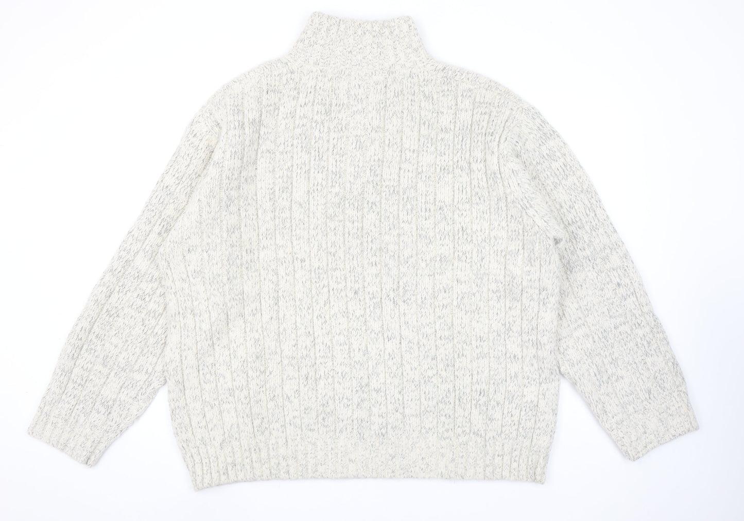Marks and Spencer Men’s Beige 2XL Half Zip Wool Blend Jumper
