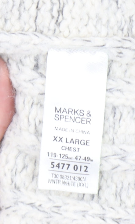 Marks and Spencer Men’s Beige 2XL Half Zip Wool Blend Jumper