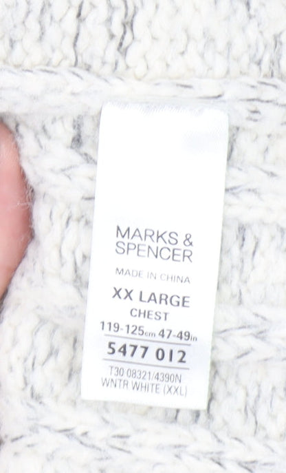 Marks and Spencer Men’s Beige 2XL Half Zip Wool Blend Jumper