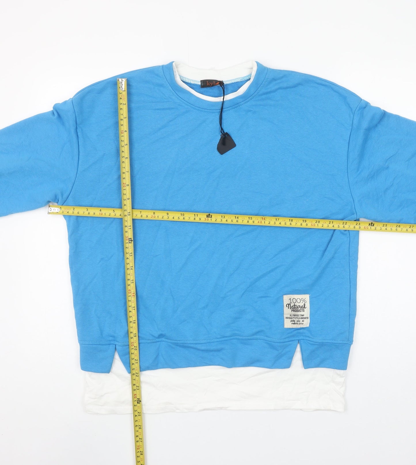 Kyla Women Blue Cotton Blend Pullover Sweatshirt Size L