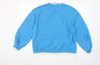 Kyla Women Blue Cotton Blend Pullover Sweatshirt Size L