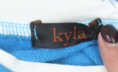 Kyla Women Blue Cotton Blend Pullover Sweatshirt Size L