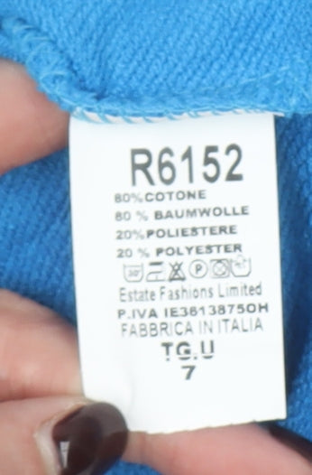Kyla Women Blue Cotton Blend Pullover Sweatshirt Size L