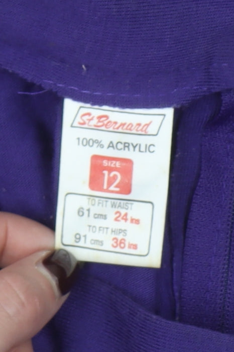 St. Bernard Womens Purple Pleated Acrylic Midi Skirt Size 12