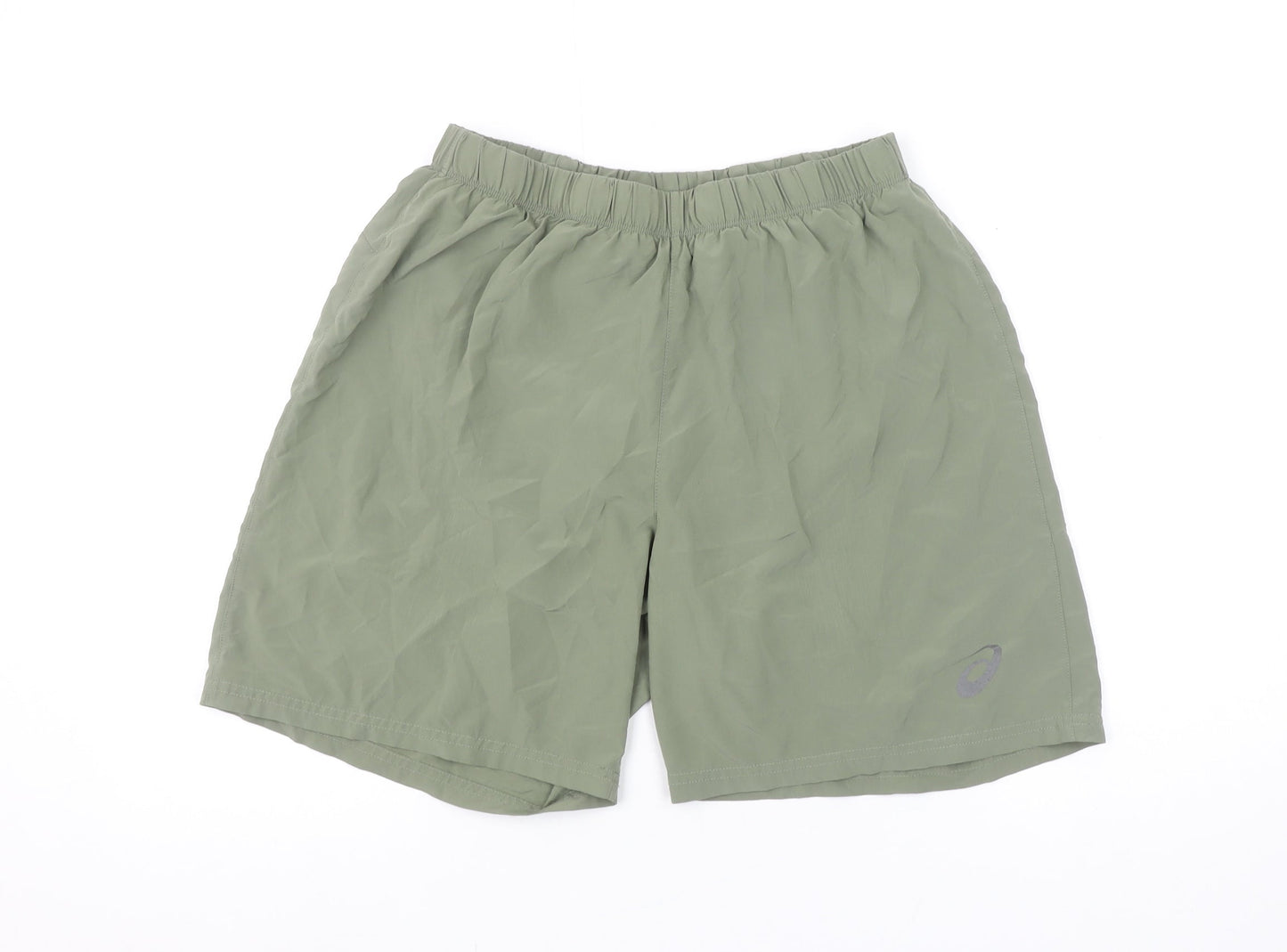 ASICS Men's Green MotionDry Running Shorts Size M Lightweight Quick Dry