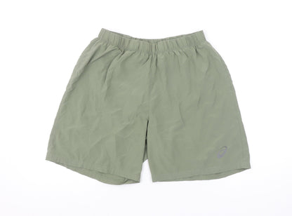 ASICS Men's Green MotionDry Running Shorts Size M Lightweight Quick Dry