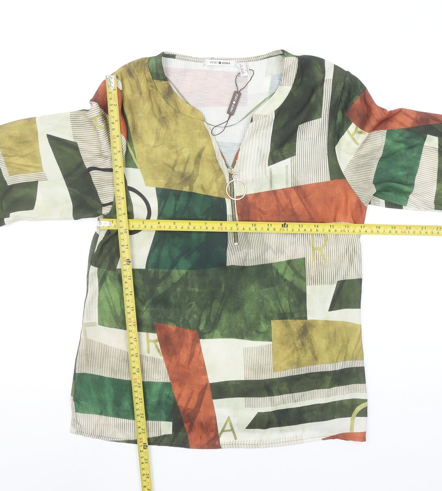 Punt Roma Women’s Multicoloured Geometric Tunic Blouse Size 10