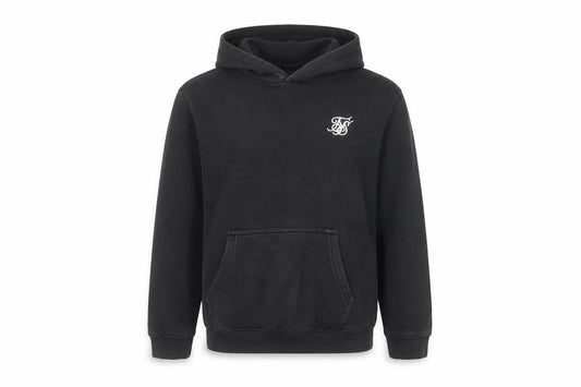 SikSilk Boys Black Pullover Hoodie 13-14 Years Cotton Blend Logo Hooded Sweatshirt