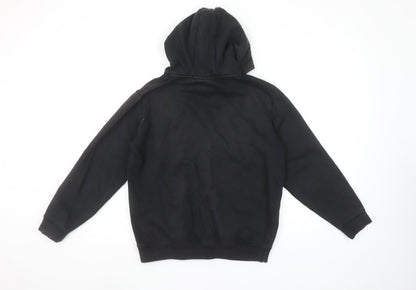 SikSilk Boys Black Pullover Hoodie 13-14 Years Cotton Blend Logo Hooded Sweatshirt