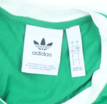 Adidas Men's Green Long Sleeve Retro Sports T-Shirt L