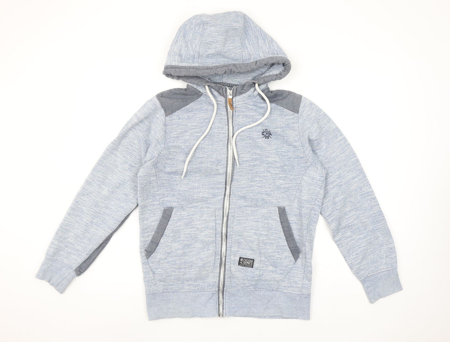 CENTE RED Men's Grey Full Zip Hoodie Small Lightweight Cotton Blend