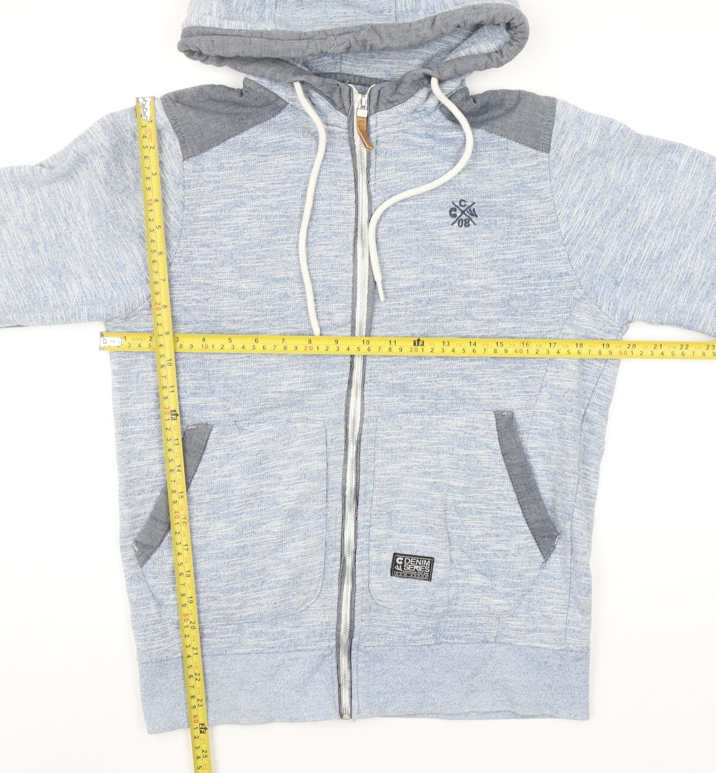 CENTE RED Men's Grey Full Zip Hoodie Small Lightweight Cotton Blend
