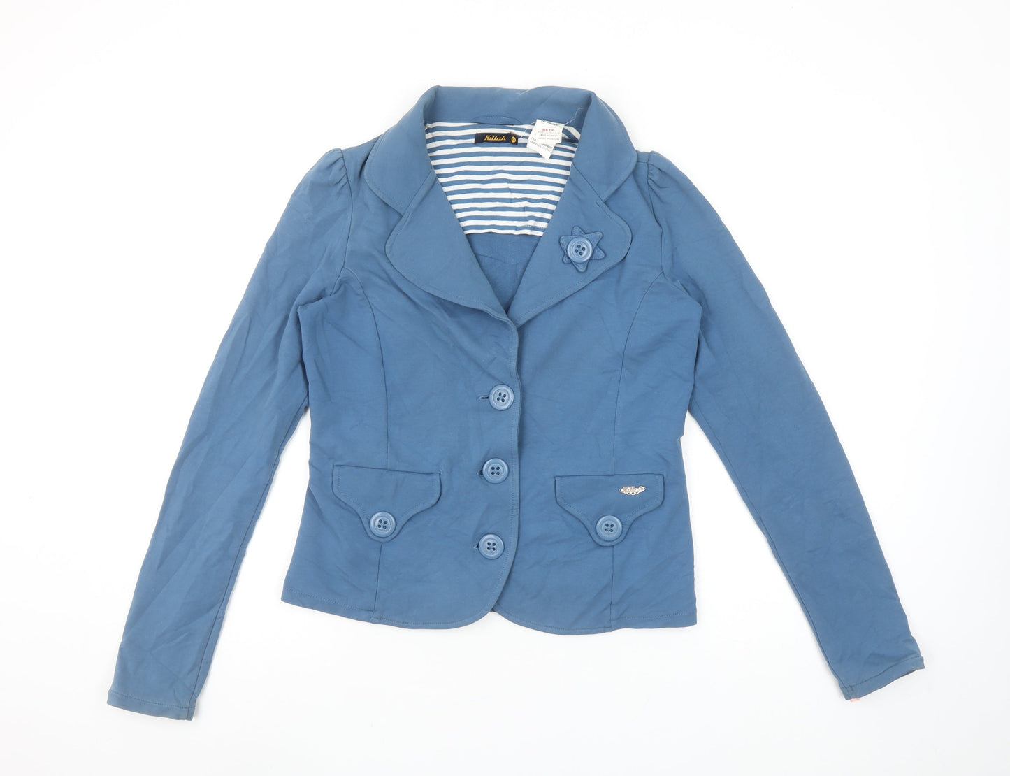Killah Women Blue XL Cotton Stretch Single Breasted Blazer Jacket