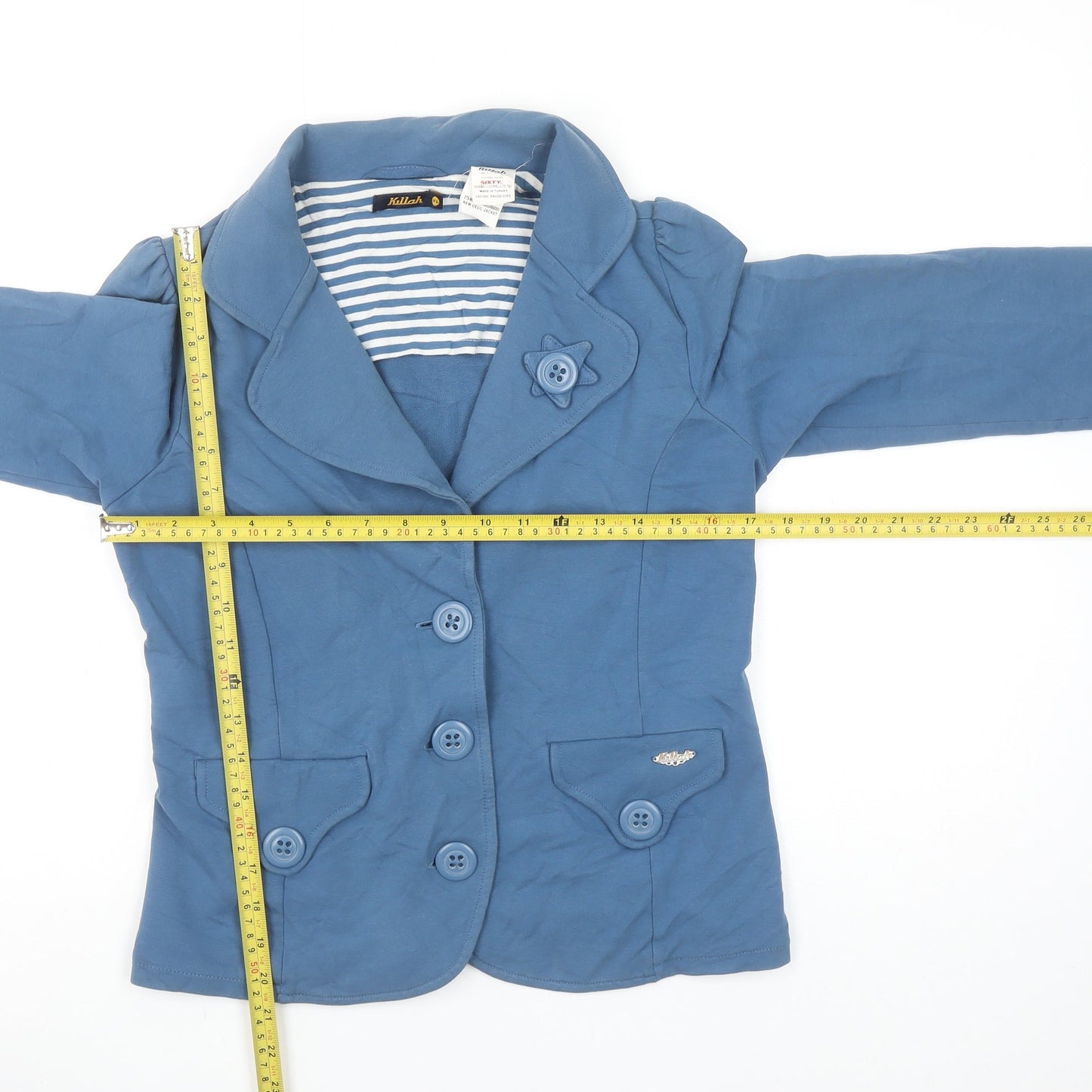 Killah Women Blue XL Cotton Stretch Single Breasted Blazer Jacket