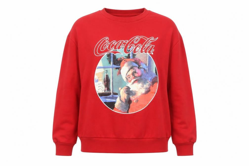 Pull & Bear Coca-Cola Red Christmas Santa Sweatshirt Women’s Small