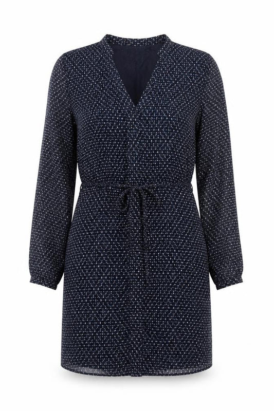 Mango Women’s Blue Geometric Belted Shirt Dress Size XS