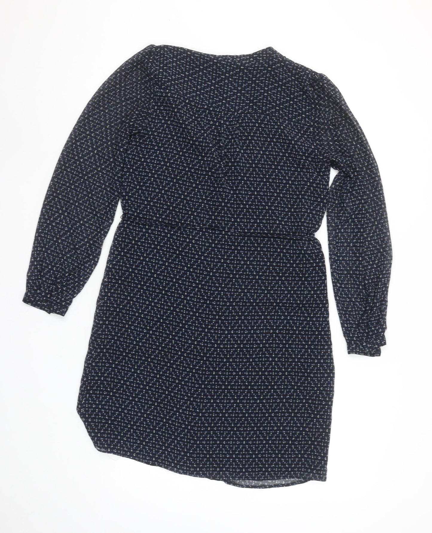 Mango Women’s Blue Geometric Belted Shirt Dress Size XS