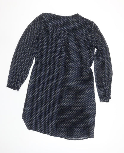 Mango Women’s Blue Geometric Belted Shirt Dress Size XS