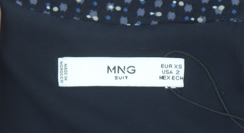 Mango Women’s Blue Geometric Belted Shirt Dress Size XS