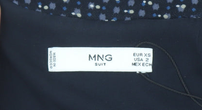 Mango Women’s Blue Geometric Belted Shirt Dress Size XS