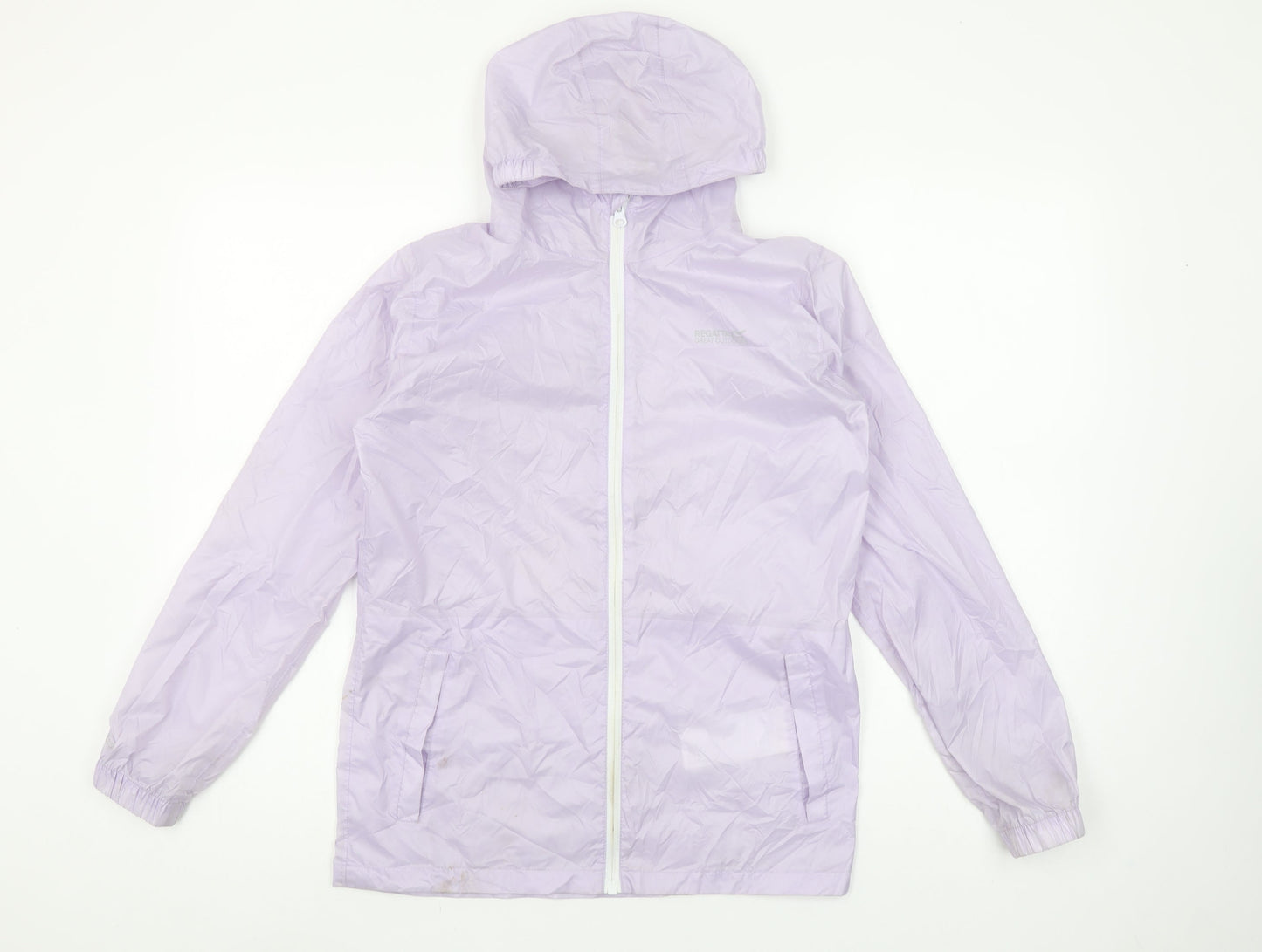 Regatta Girls Purple Hooded Rain Coat 11-12 Years Lightweight Jacket
