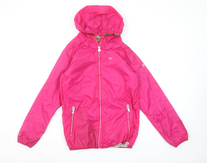 Regatta Girls Pink Hooded Windbreaker Jacket 11-12 Years Lightweight Outdoor