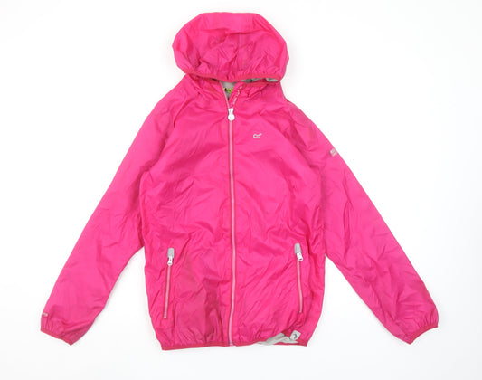 Regatta Girls Pink Hooded Windbreaker Jacket 11-12 Years Lightweight Outdoor