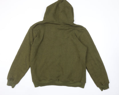 OWOA Men's Green Pullover Hoodie L Fleece Cotton Blend