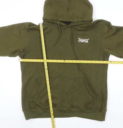 OWOA Men's Green Pullover Hoodie L Fleece Cotton Blend