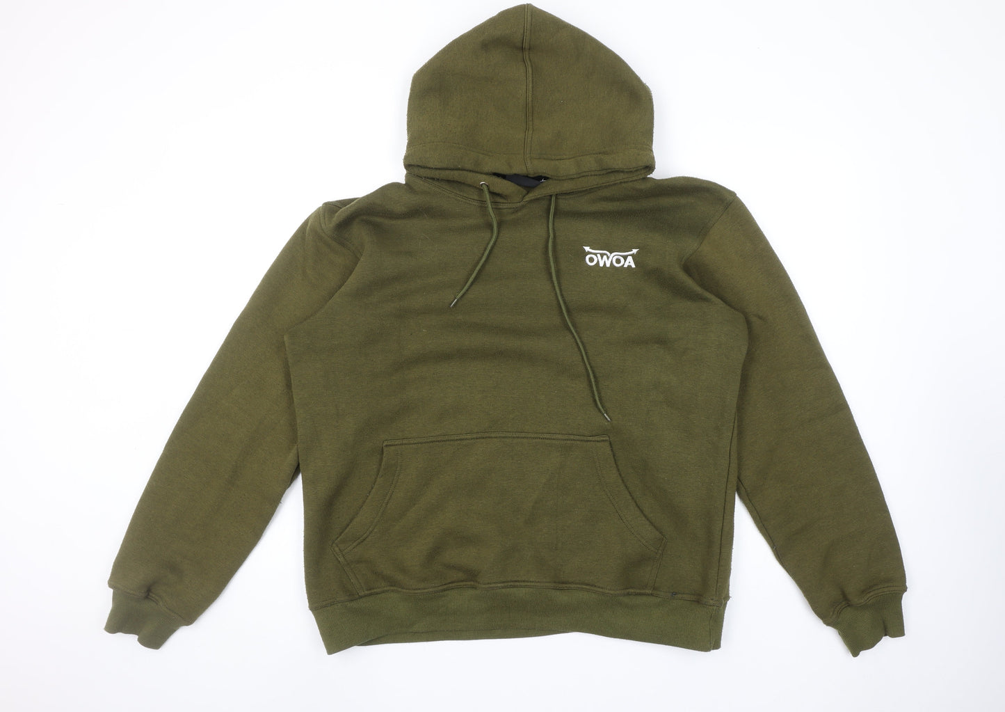 OWOA Men's Green Pullover Hoodie L Fleece Cotton Blend