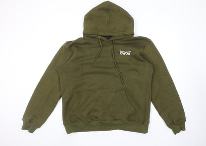 OWOA Men's Green Pullover Hoodie L Fleece Cotton Blend
