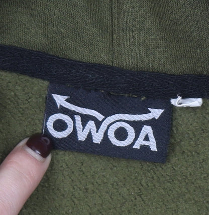 OWOA Men's Green Pullover Hoodie L Fleece Cotton Blend