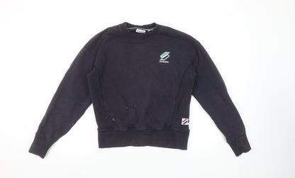 Superdry Women's Black Crew Neck Pullover Sweatshirt UK 8