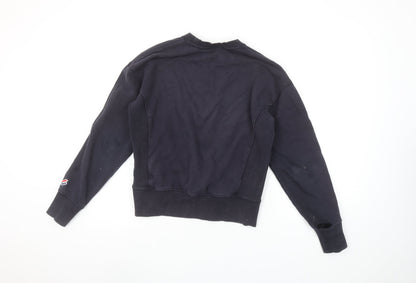 Superdry Women's Black Crew Neck Pullover Sweatshirt UK 8