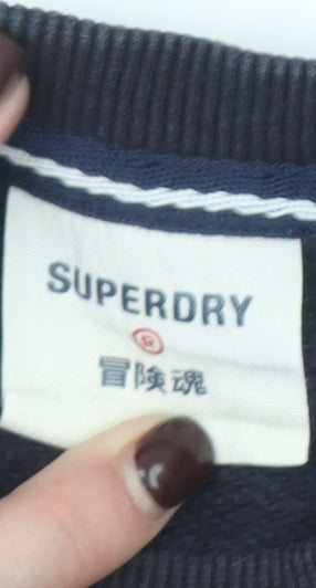 Superdry Women's Black Crew Neck Pullover Sweatshirt UK 8