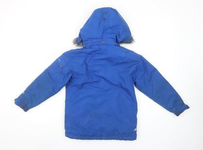 Trespass Boys Blue Waterproof Parka Coat 5-6 Years Hooded Winter Jacket