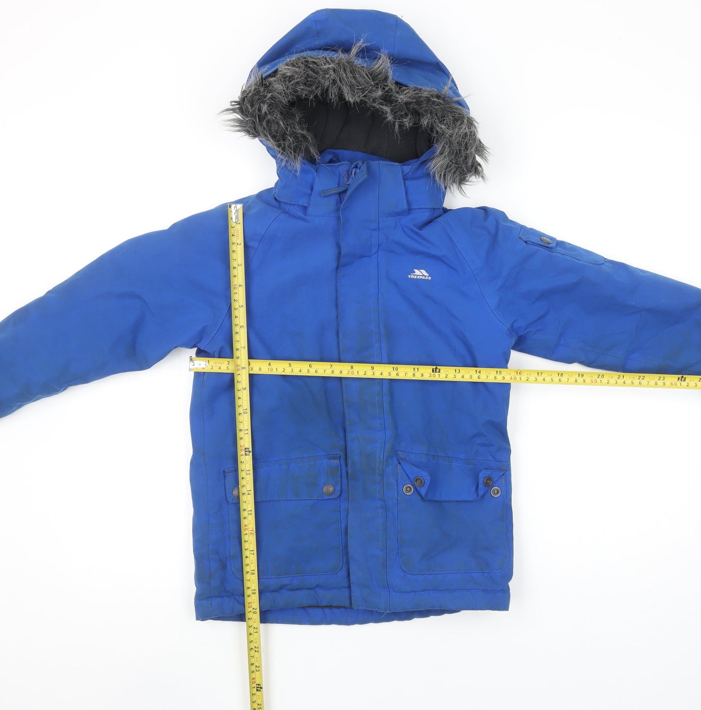 Trespass Boys Blue Waterproof Parka Coat 5-6 Years Hooded Winter Jacket