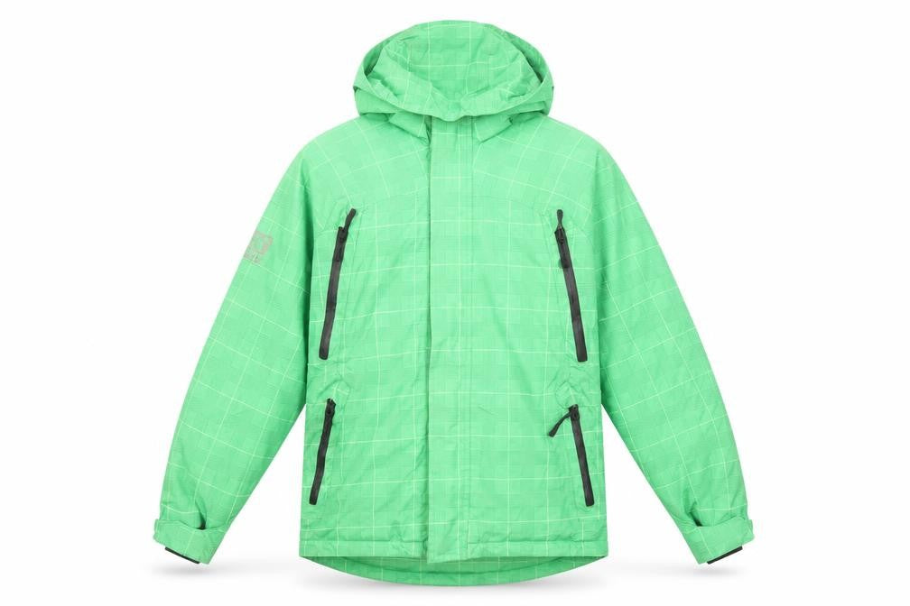Front view of Shredz Green Waterproof Windproof Ski Jacket Teens, size 164, Hooded