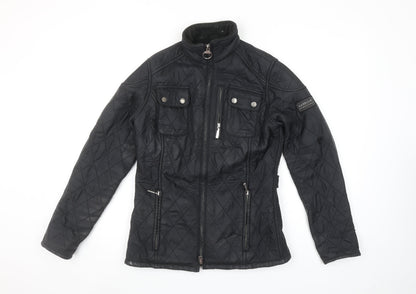 Barbour International Women's Black Quilted Mid-Length Jacket UK 8