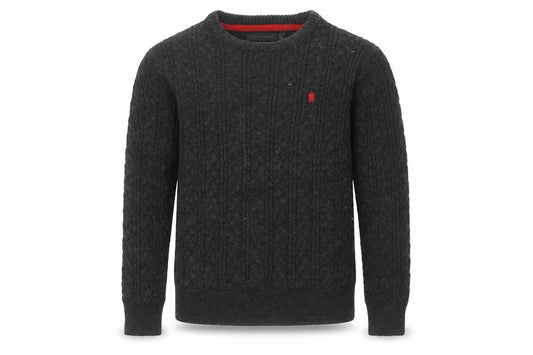 French Connection Boys Black Cable-Knit Jumper 11-12 Years Wool Blend