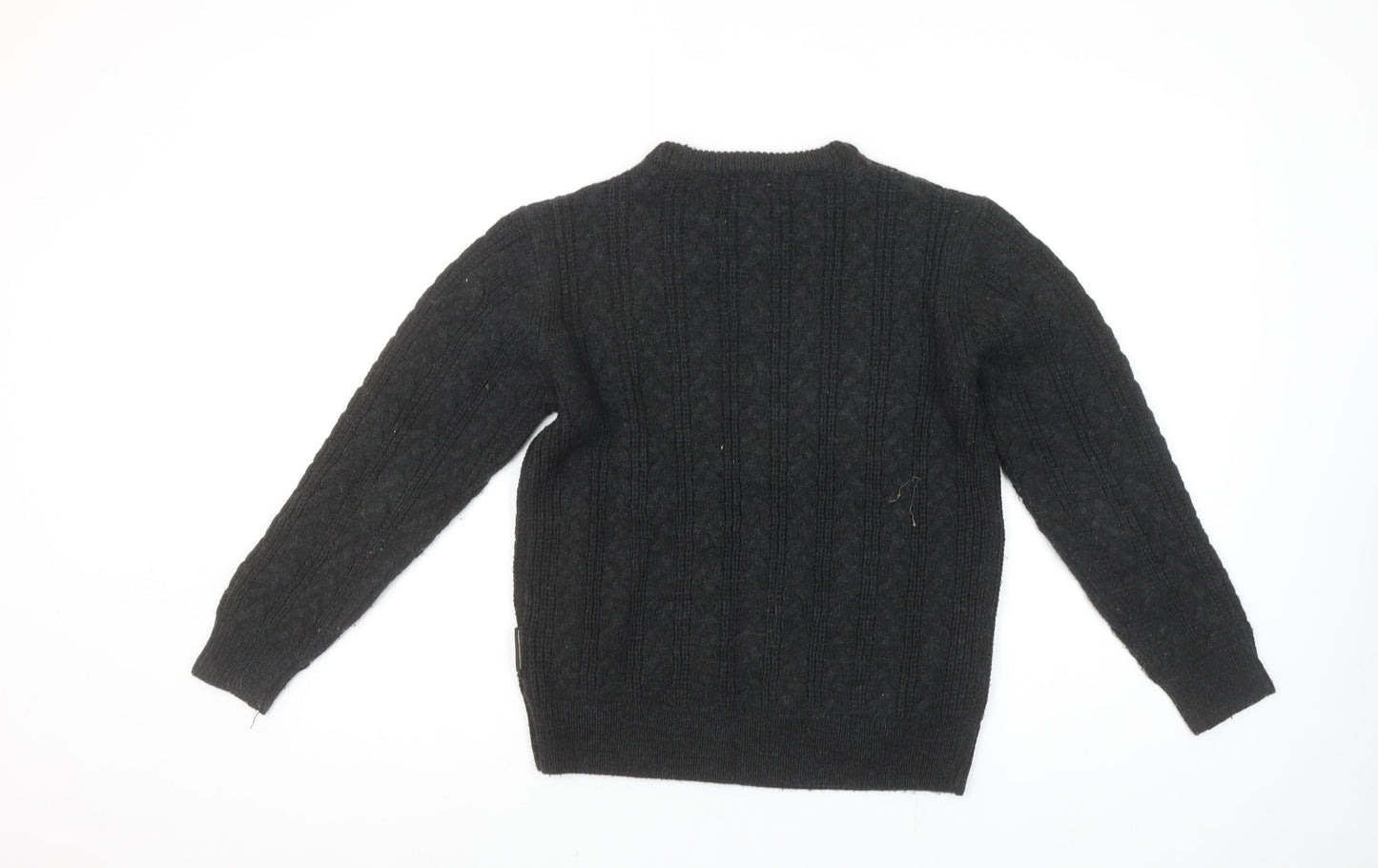 French Connection Boys Black Cable-Knit Jumper 11-12 Years Wool Blend