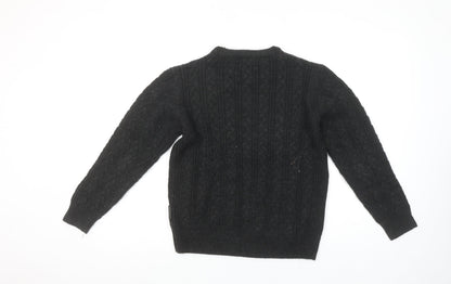 French Connection Boys Black Cable-Knit Jumper 11-12 Years Wool Blend