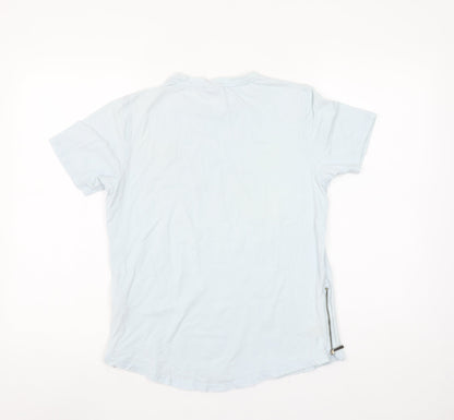 Rascal Boys Blue XL Short Sleeve Slim Fit Cotton Blend T-Shirt with Zip Detail
